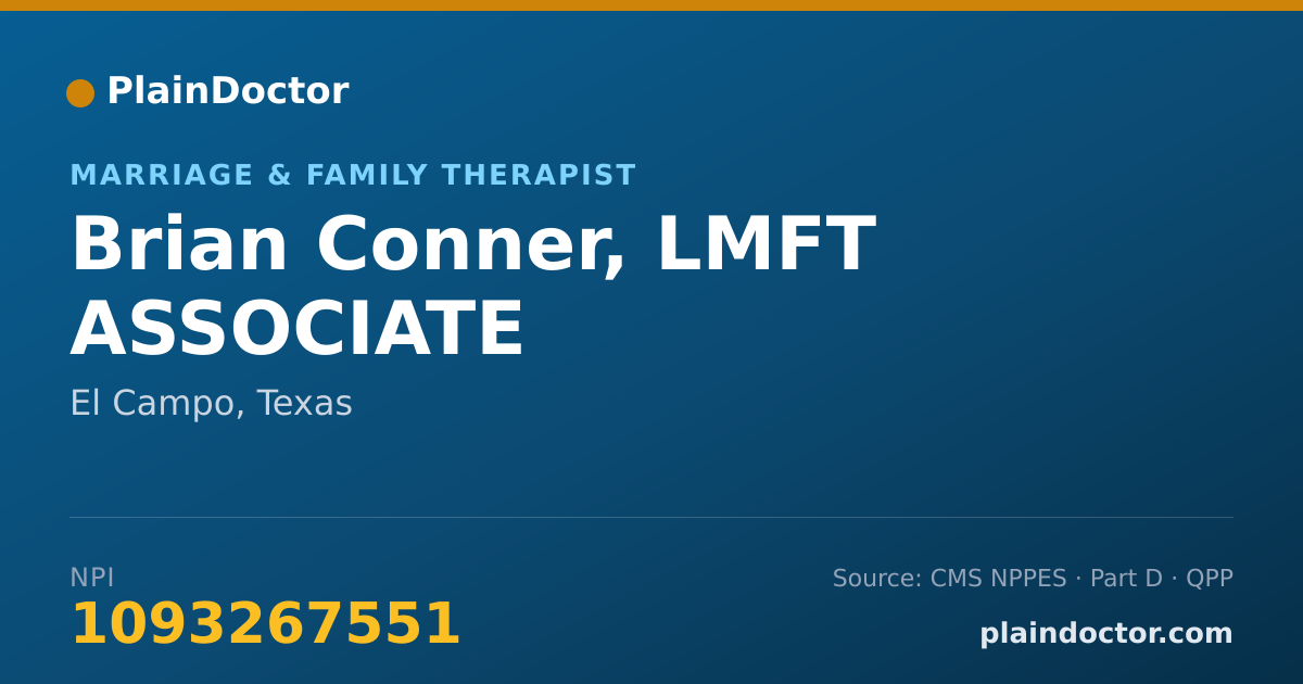 Shareable card for Brian Conner, LMFT ASSOCIATE - Marriage & Family Therapist, El Campo, TX