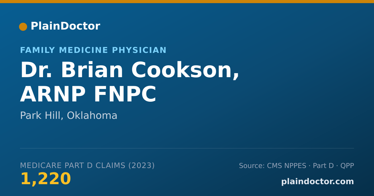 Shareable card for Brian Cookson, ARNP FNPC - Family Medicine Physician, Park Hill, OK