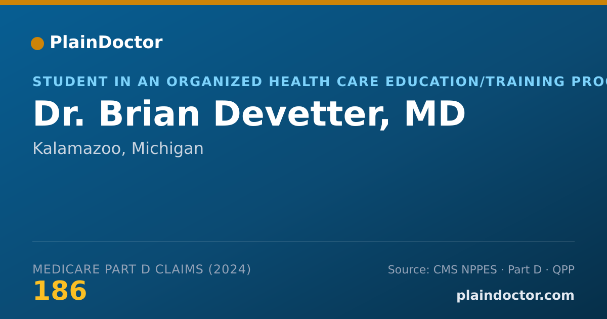 Shareable card for Brian Devetter, MD - Student in an Organized Health Care Education/Training Program, Kalamazoo, MI