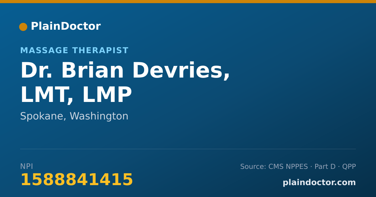 Shareable card for Brian Devries, LMT, LMP - Massage Therapist, Spokane, WA