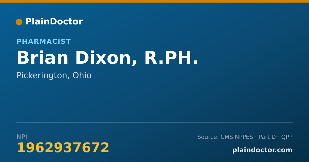 Shareable card for Brian Dixon, R.PH. - Pharmacist, Pickerington, OH