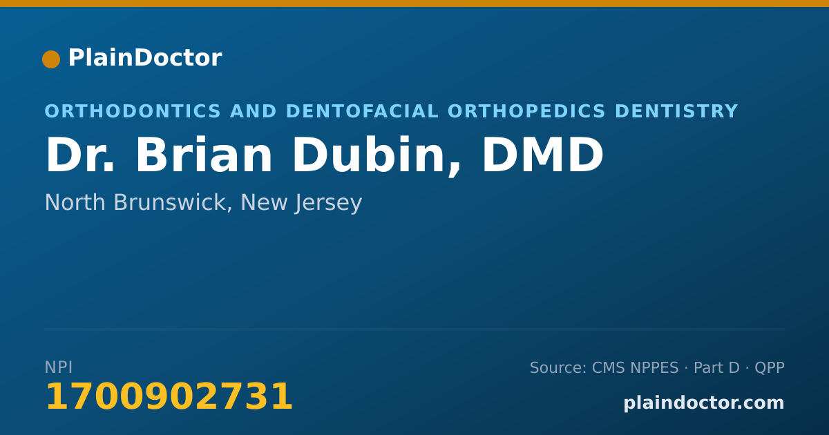 Shareable card for Brian Dubin, DMD - Orthodontics and Dentofacial Orthopedics Dentistry, North Brunswick, NJ