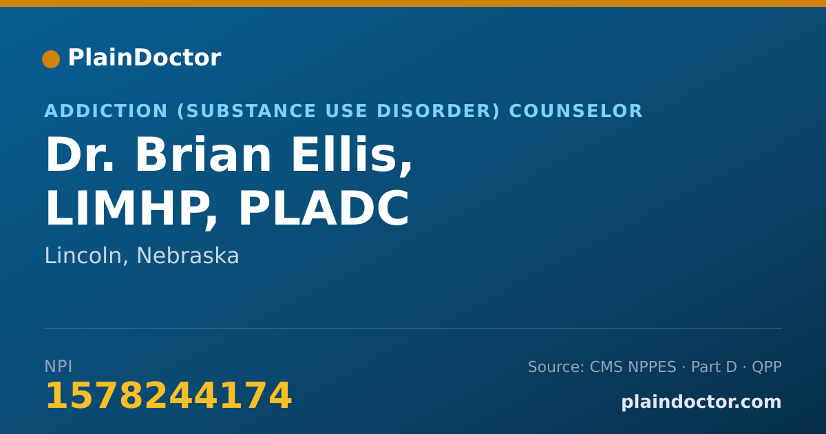 Shareable card for Brian Ellis, LIMHP, PLADC - Addiction (Substance Use Disorder) Counselor, Lincoln, NE