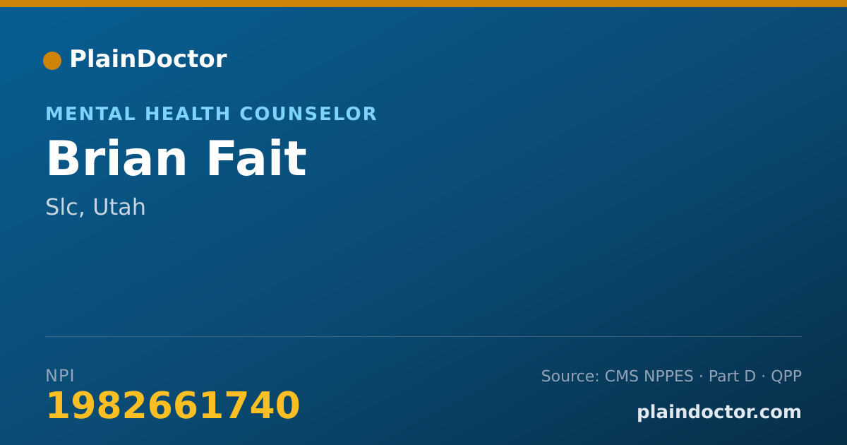 Shareable card for Brian Fait - Mental Health Counselor, Slc, UT