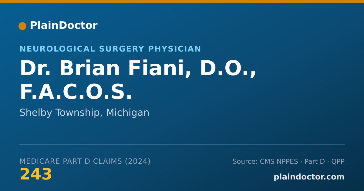 Shareable card for Brian Fiani, D.O., F.A.C.O.S. - Neurological Surgery Physician, Shelby Township, MI