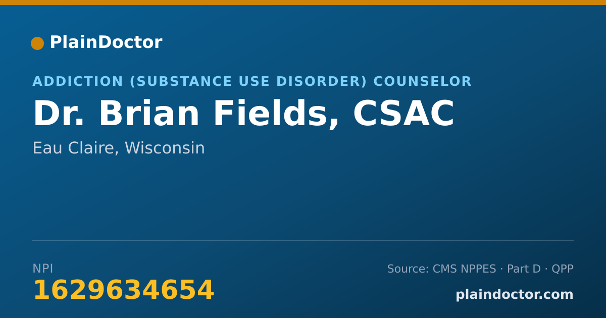Shareable card for Brian Fields, CSAC - Addiction (Substance Use Disorder) Counselor, Eau Claire, WI