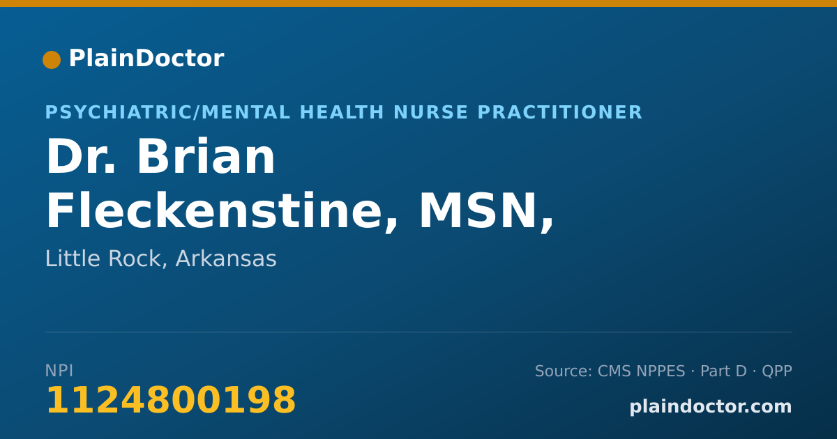 Shareable card for Brian Fleckenstine, MSN, APRN, PMHNP-BC - Psychiatric/Mental Health Nurse Practitioner, Little Rock, AR