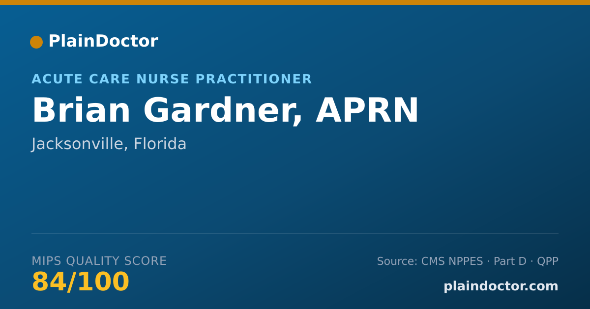 Shareable card for Brian Gardner, APRN - Acute Care Nurse Practitioner, Jacksonville, FL