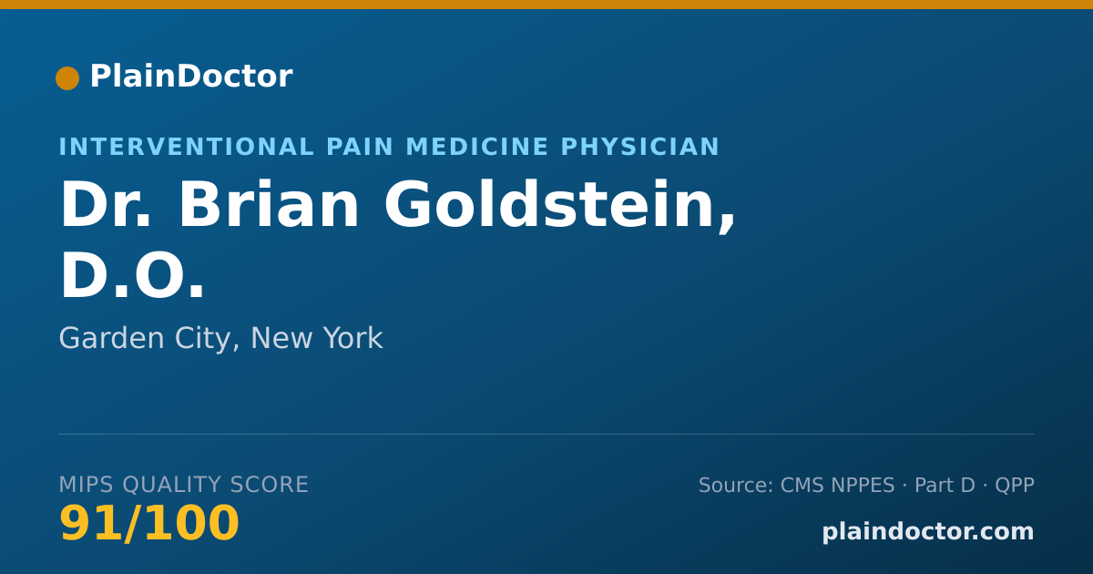 Shareable card for Brian Goldstein, D.O. - Interventional Pain Medicine Physician, Garden City, NY