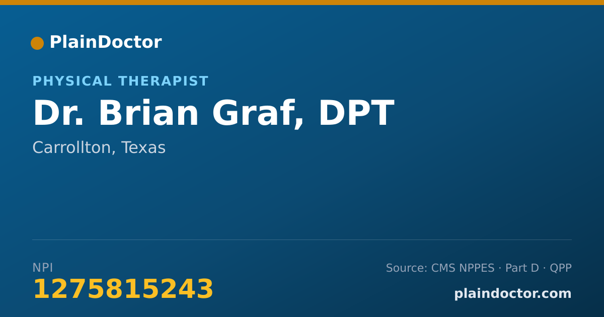 Shareable card for Brian Graf, DPT - Physical Therapist, Carrollton, TX