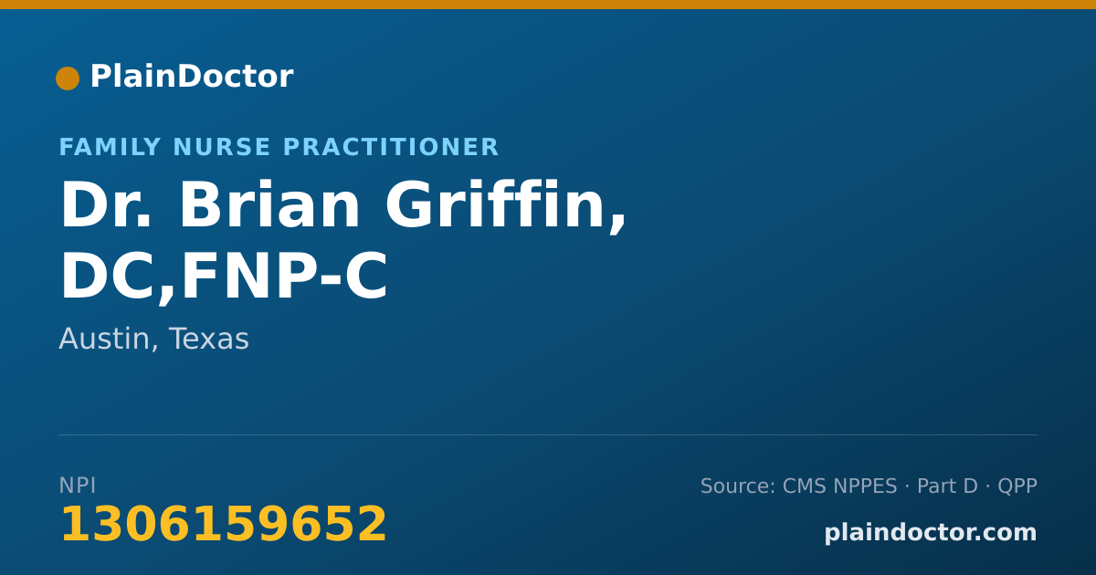 Shareable card for Brian Griffin, DC,FNP-C - Chiropractor, Austin, TX