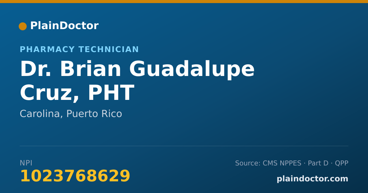 Shareable card for Brian Guadalupe Cruz, PHT - Pharmacy Technician, Carolina, PR