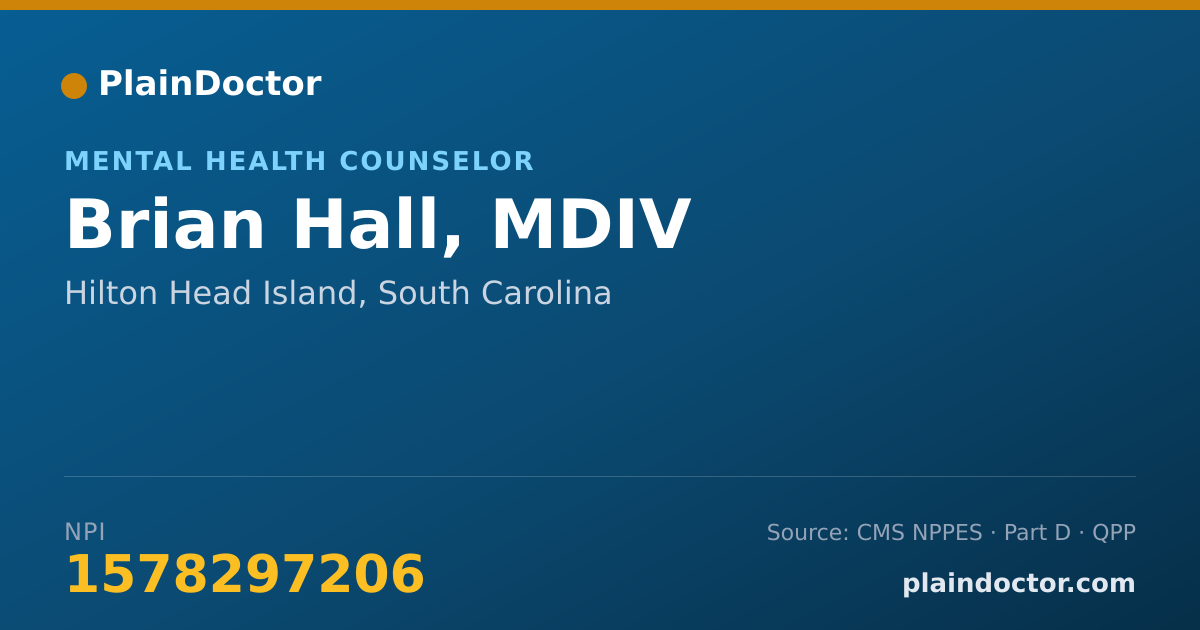 Shareable card for Brian Hall, MDIV - Mental Health Counselor, Hilton Head Island, SC