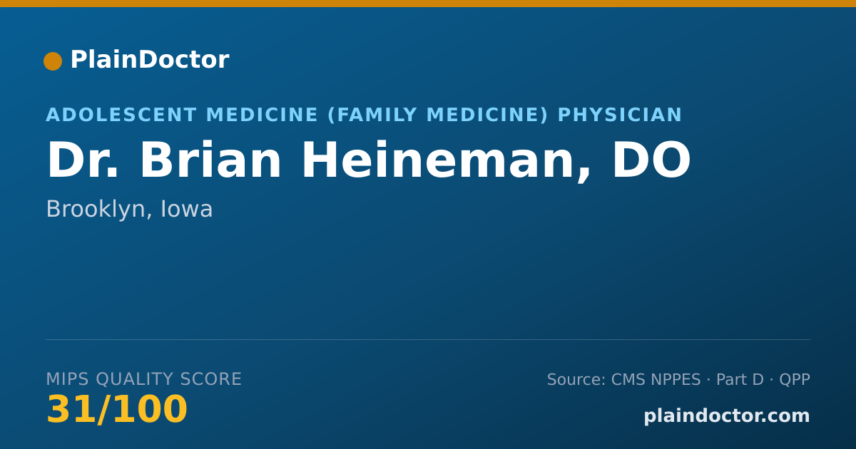 Shareable card for Brian Heineman, DO - Adolescent Medicine (Family Medicine) Physician, Brooklyn, IA