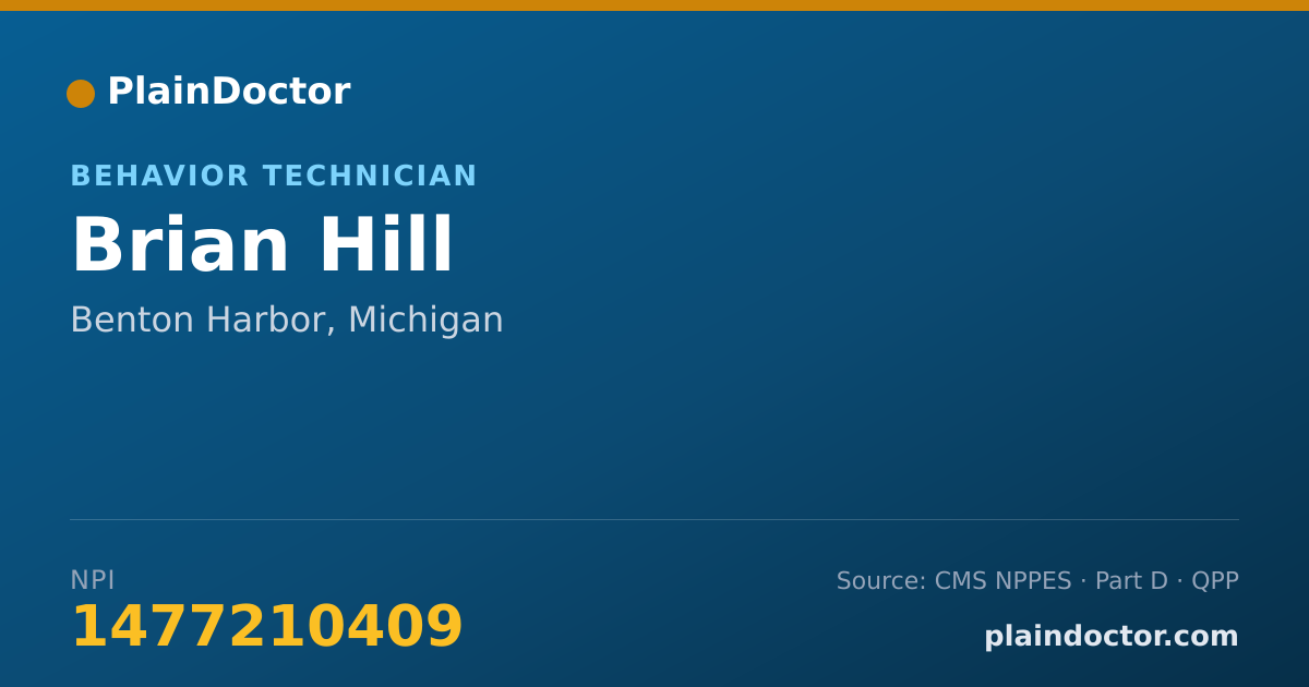 Shareable card for Brian Hill - Behavior Technician, Benton Harbor, MI