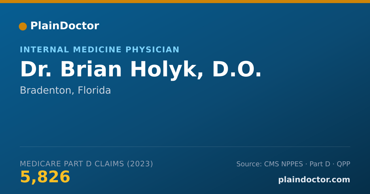Shareable card for Brian Holyk, D.O. - Internal Medicine Physician, Bradenton, FL