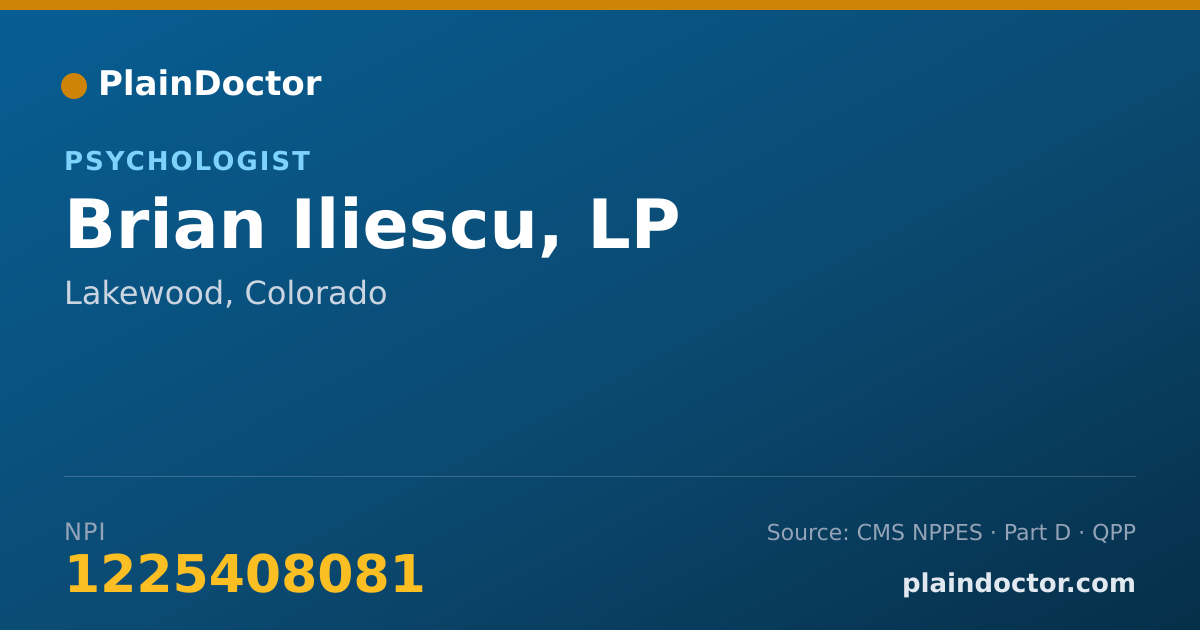 Shareable card for Brian Iliescu, LP - Psychologist, Lakewood, CO