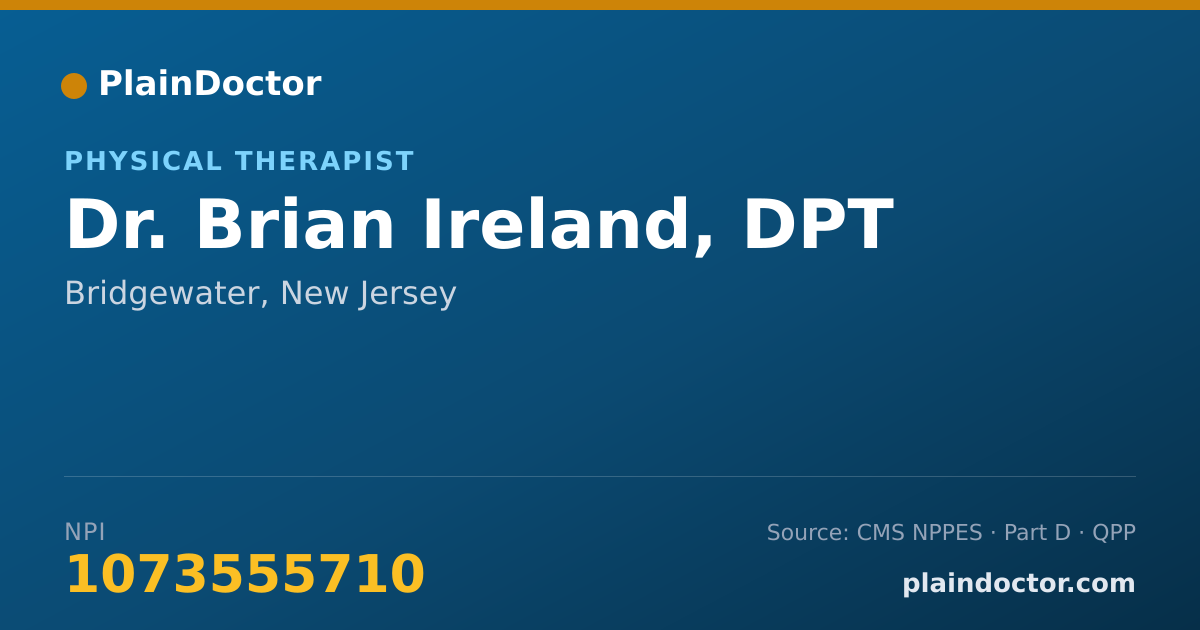 Shareable card for Brian Ireland, DPT - Physical Therapist, Bridgewater, NJ