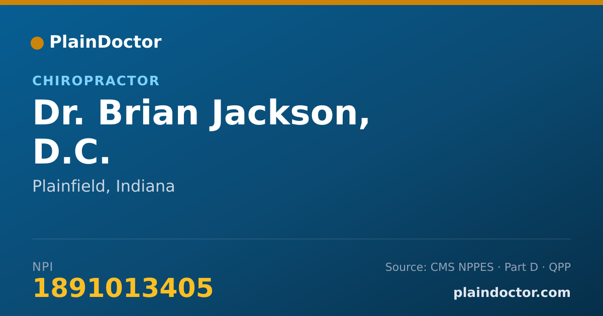 Shareable card for Brian Jackson, D.C. - Chiropractor, Plainfield, IN