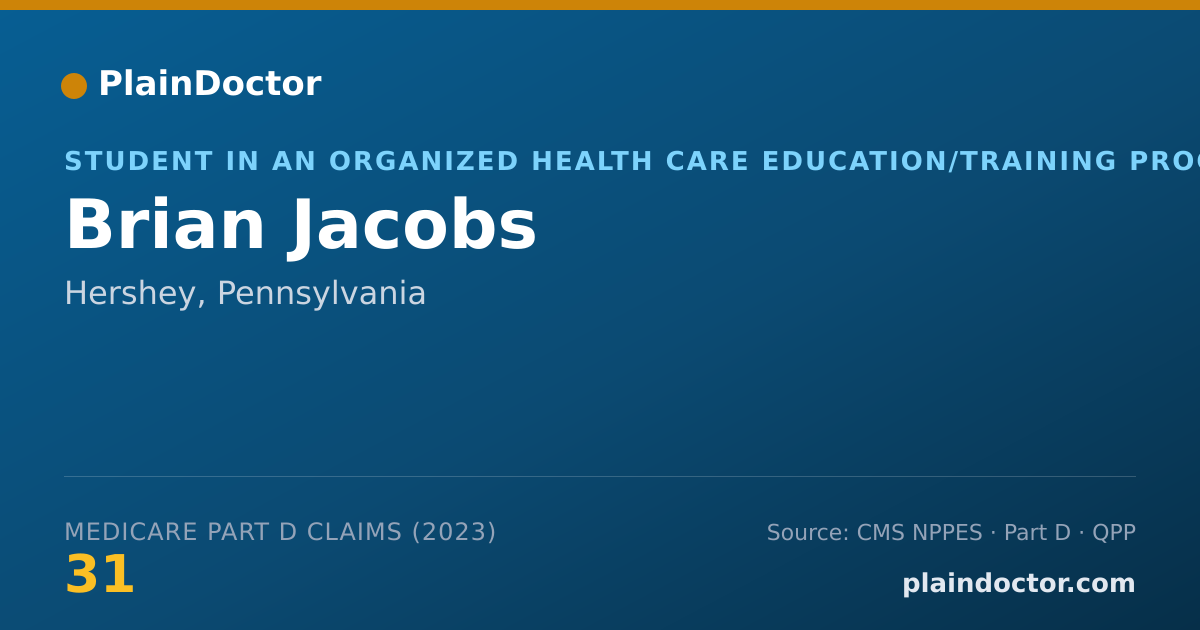 Shareable card for Brian Jacobs - Student in an Organized Health Care Education/Training Program, Hershey, PA