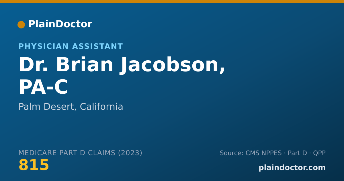 Shareable card for Brian Jacobson, PA-C - Physician Assistant, Palm Desert, CA