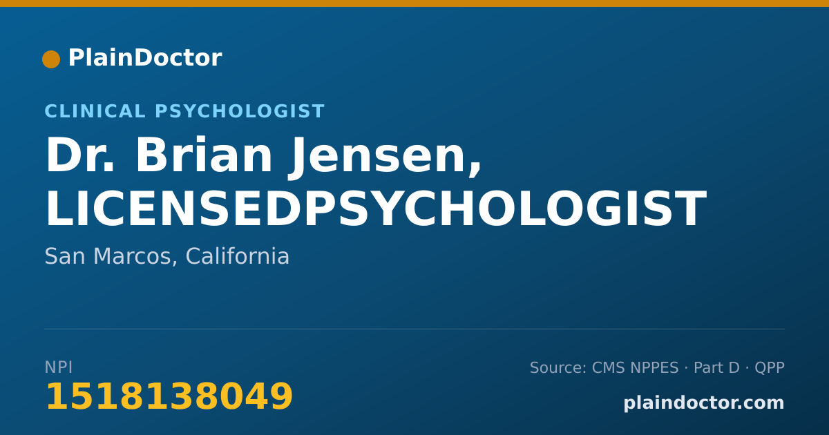 Shareable card for Brian Jensen, LICENSEDPSYCHOLOGIST - Clinical Psychologist, San Marcos, CA