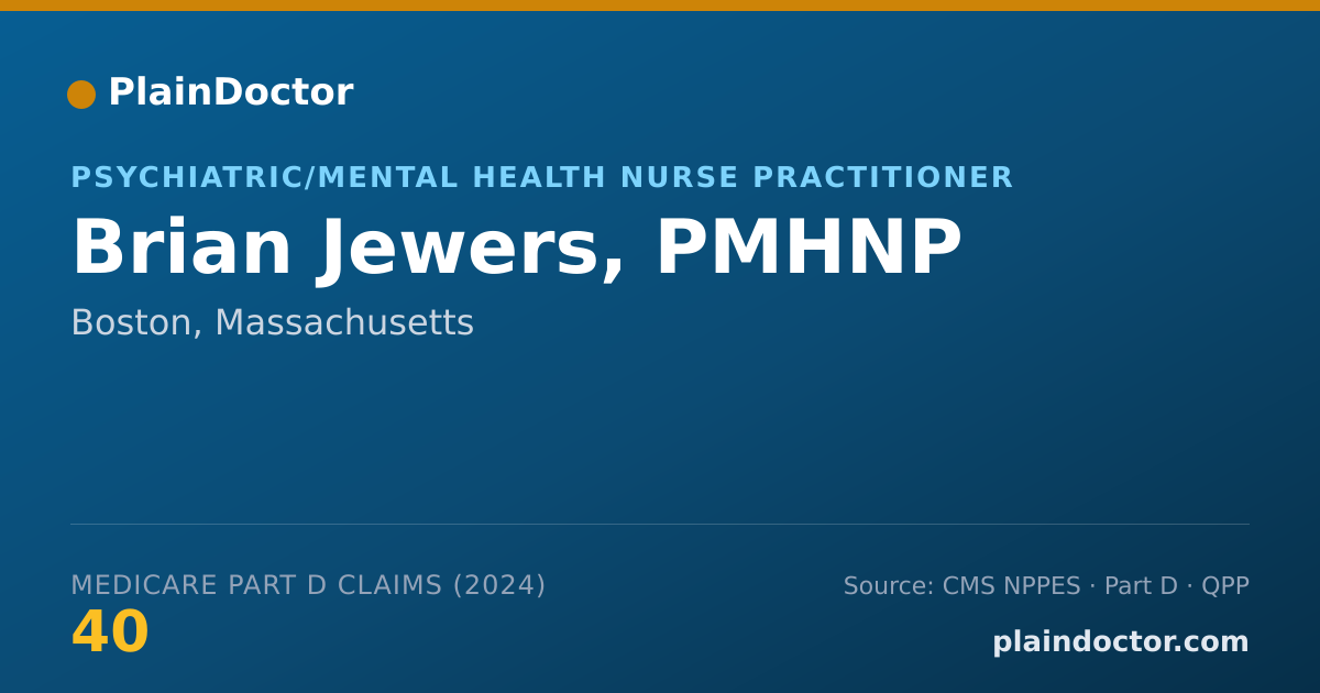 Shareable card for Brian Jewers, PMHNP - Psychiatric/Mental Health Nurse Practitioner, Boston, MA