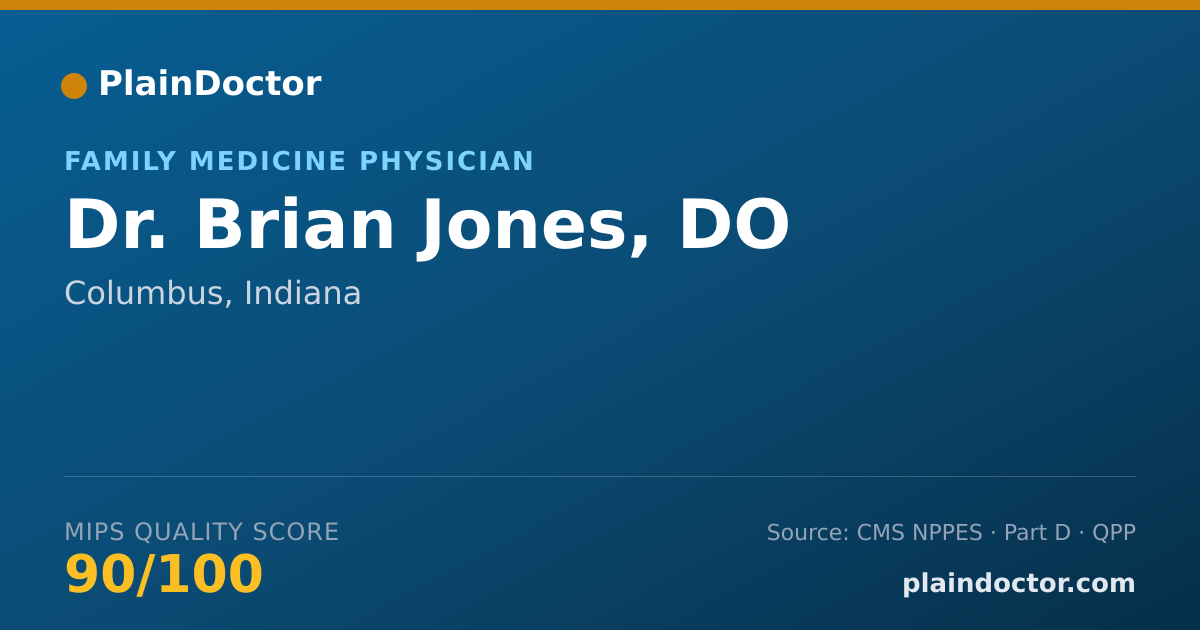 Shareable card for Brian Jones, DO - Family Medicine Physician, Columbus, IN