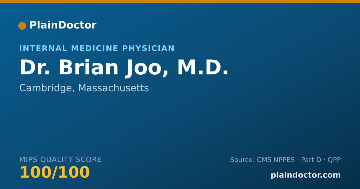 Shareable card for Brian Joo, M.D. - Internal Medicine Physician, Cambridge, MA