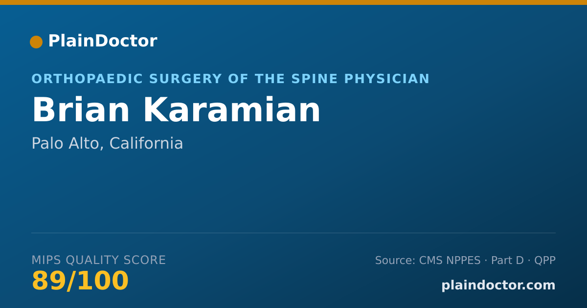 Shareable card for Brian Karamian - Orthopaedic Surgery of the Spine Physician, Palo Alto, CA