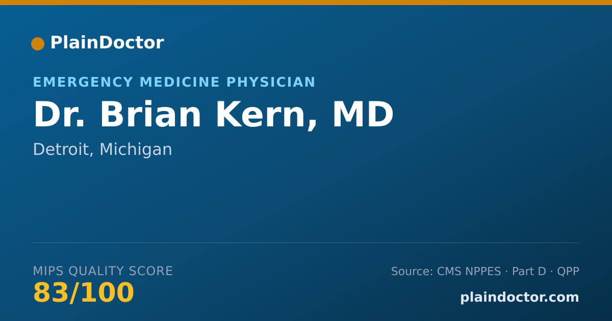 Shareable card for Brian Kern, MD - Emergency Medicine Physician, Detroit, MI