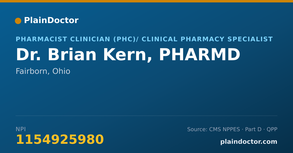 Shareable card for Brian Kern, PHARMD - Pharmacist Clinician (PhC)/ Clinical Pharmacy Specialist, Fairborn, OH