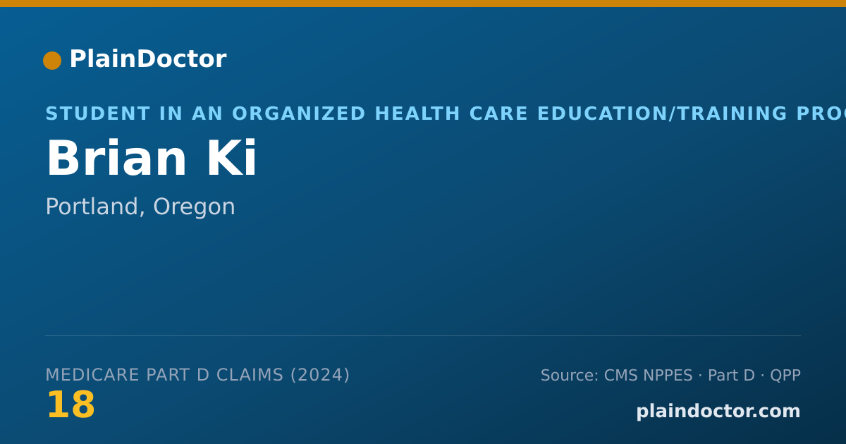 Shareable card for Brian Ki - Student in an Organized Health Care Education/Training Program, Portland, OR
