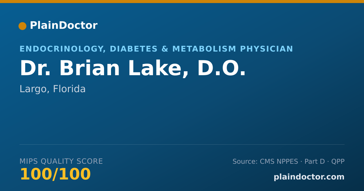 Shareable card for Brian Lake, D.O. - Internal Medicine Physician, Largo, FL
