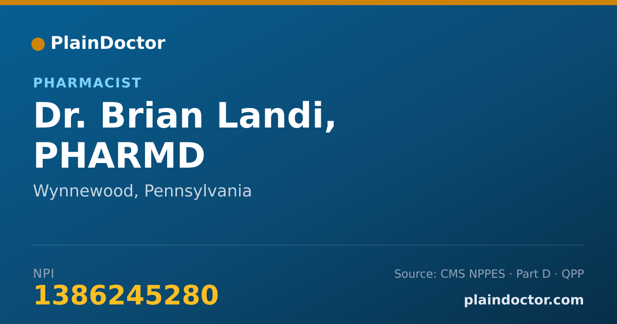 Shareable card for Brian Landi, PHARMD - Pharmacist, Wynnewood, PA
