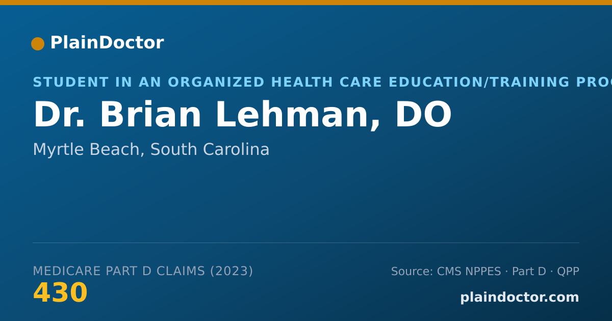 Shareable card for Brian Lehman, DO - Student in an Organized Health Care Education/Training Program, Myrtle Beach, SC