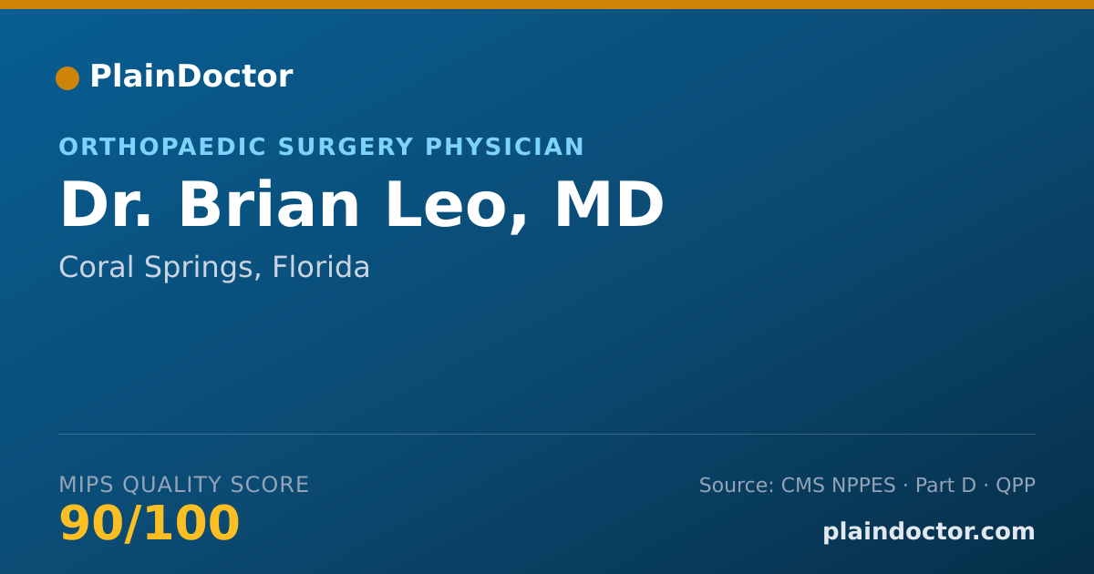 Shareable card for Brian Leo, MD - Sports Medicine (Orthopaedic Surgery) Physician, Coral Springs, FL