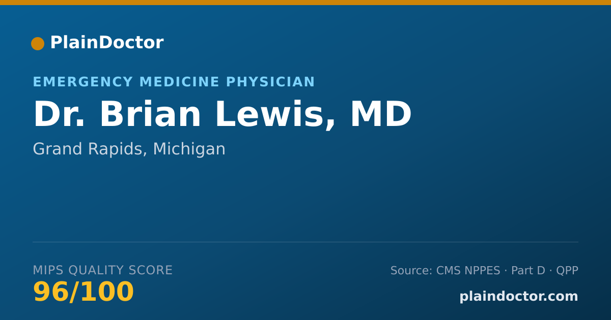 Shareable card for Brian Lewis, MD - Emergency Medicine Physician, Grand Rapids, MI