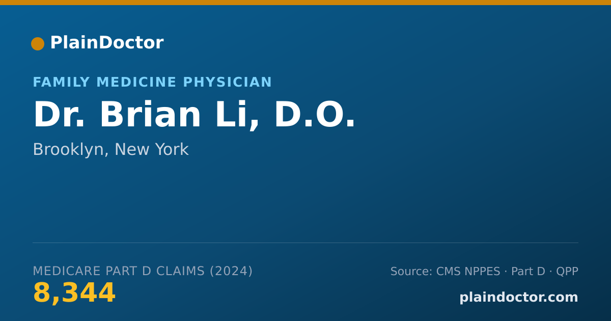 Shareable card for Brian Li, D.O. - Family Medicine Physician, Brooklyn, NY