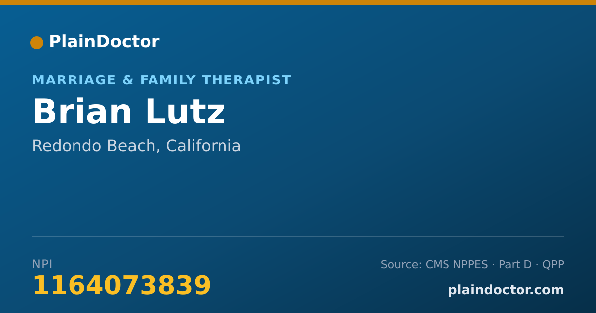 Shareable card for Brian Lutz - Marriage & Family Therapist, Redondo Beach, CA