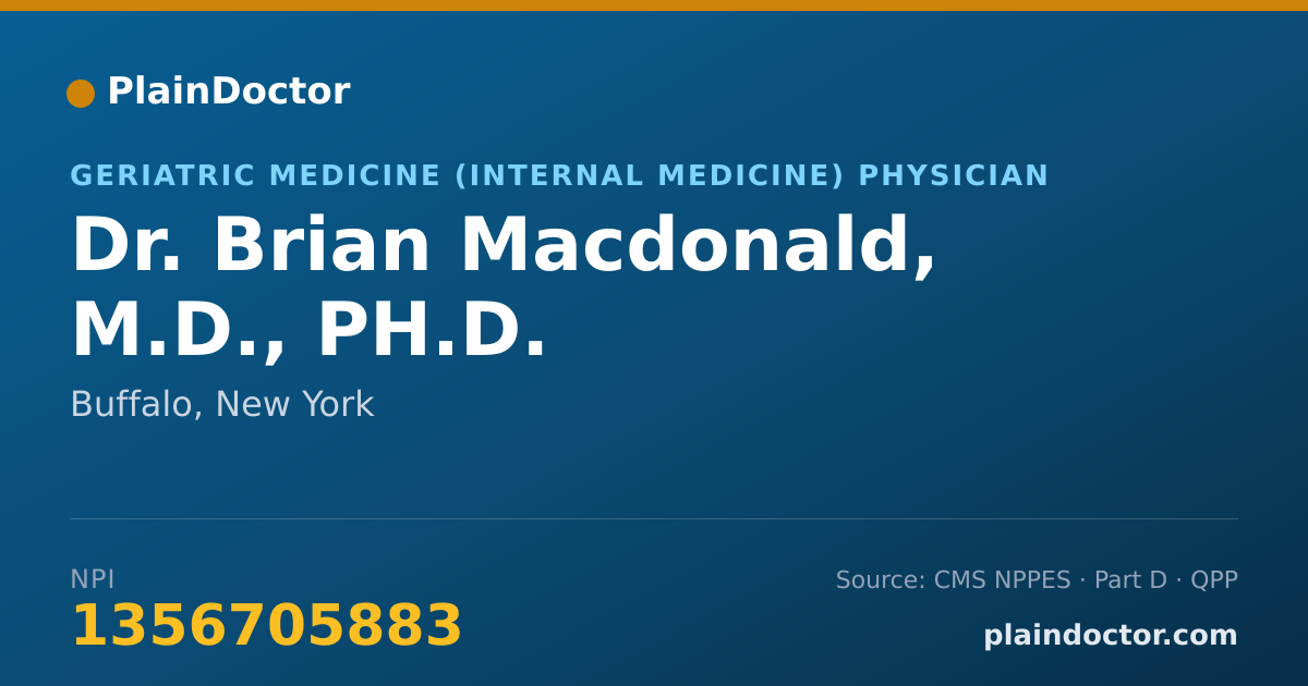 Shareable card for Brian Macdonald, M.D., PH.D. - Geriatric Medicine (Internal Medicine) Physician, Buffalo, NY