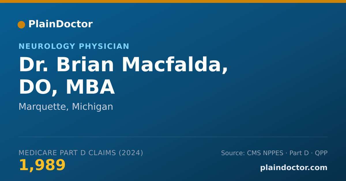 Shareable card for Brian Macfalda, DO, MBA - Neurology Physician, Marquette, MI