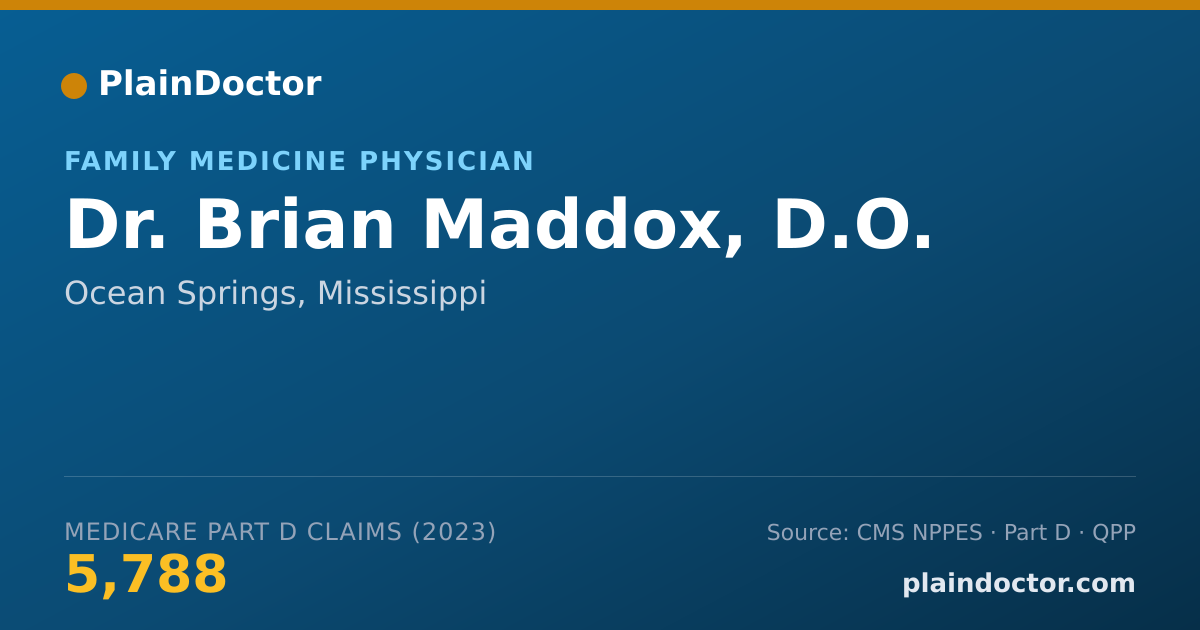 Shareable card for Brian Maddox, D.O. - Family Medicine Physician, Ocean Springs, MS