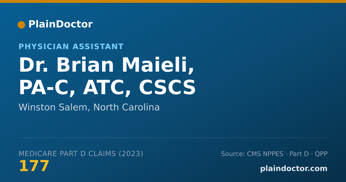 Shareable card for Brian Maieli, PA-C, ATC, CSCS - Physician Assistant, Winston Salem, NC