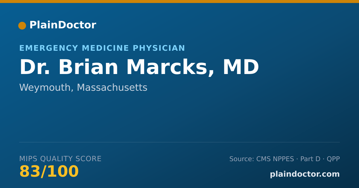 Shareable card for Brian Marcks, MD - Emergency Medicine Physician, Weymouth, MA