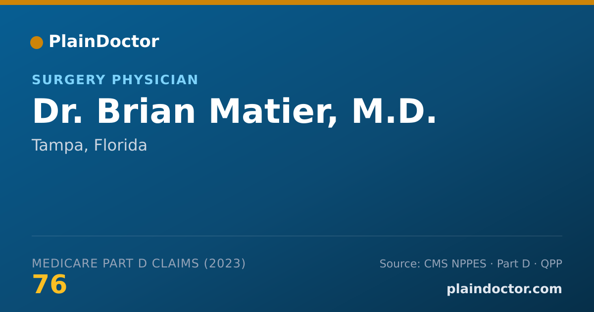 Shareable card for Brian Matier, M.D. - Surgery Physician, Tampa, FL