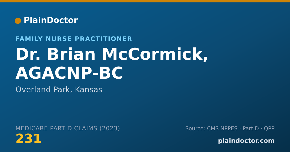 Shareable card for Brian McCormick, AGACNP-BC - Family Nurse Practitioner, Overland Park, KS