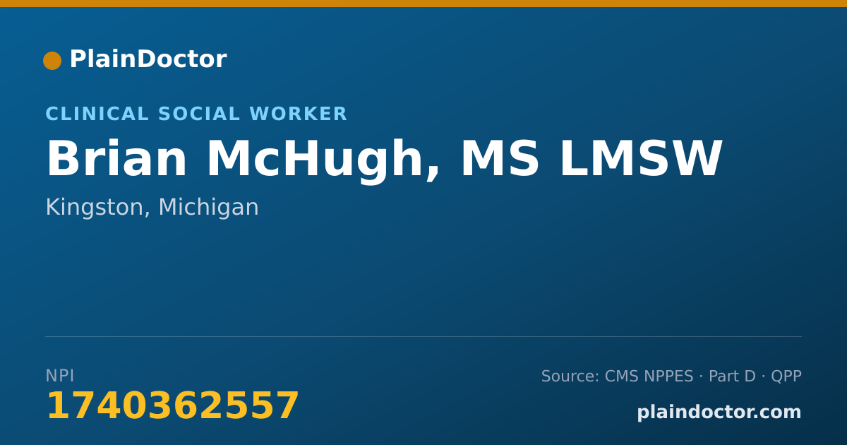 Shareable card for Brian McHugh, MS LMSW - Clinical Social Worker, Kingston, MI