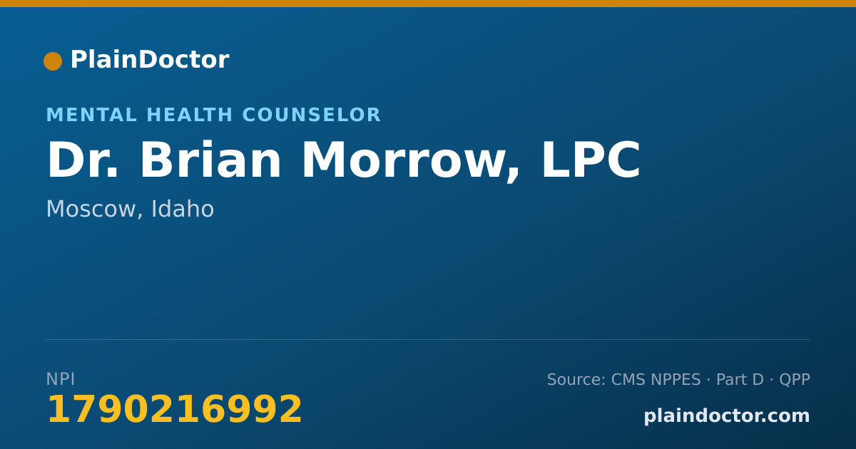 Shareable card for Brian Morrow, LPC - Mental Health Counselor, Moscow, ID