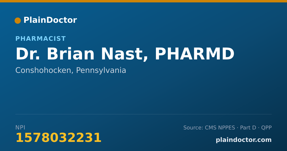 Shareable card for Brian Nast, PHARMD - Pharmacist, Conshohocken, PA